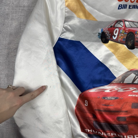 Vtg Bill Elliott Jacket Men's Large White Satin Coors Racing 1989 Winston Cup - Picture 6 of 10